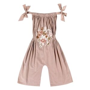 Tuchinda Freja Dusty Rose Floral Embroidered Jumpsuit - Size 14 Youth